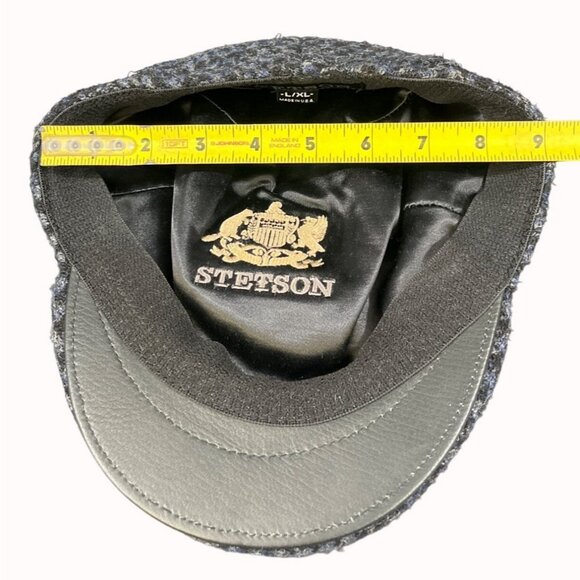 Stetson Harris Tweed Men's Black Wool Flat Cap/Hat Sz XL SKU 5285 - Picture 8 of 8